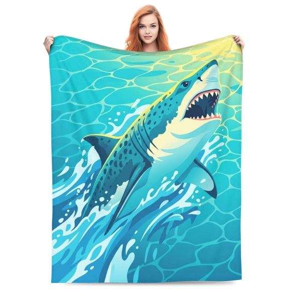 Shark Throw Blanket, Cozy Plush Animal Blanket, Warm Soft Throw for Sofa and Couch, Great Choice for Shark Lovers 50x40