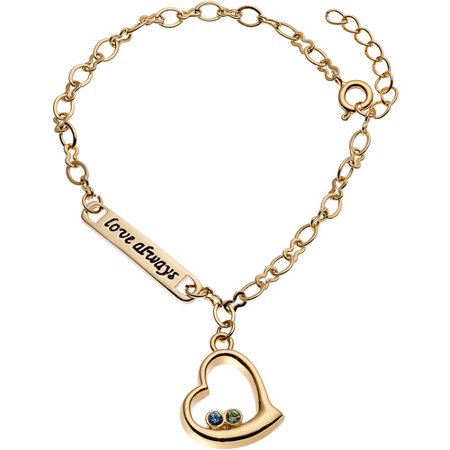 Personalized Planet Women's Gold-Tone "Love always" Birthstone Heart Bracelet