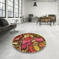 thumbnail image 3 of Ahgly Company Indoor Round Patterned Saffron Red Area Rugs, 3' Round, 3 of 6