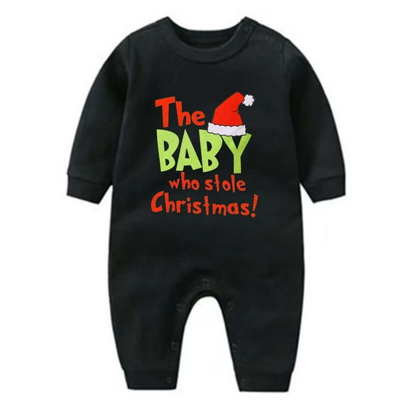 Zwiiyzr My First Christmas Infant Baby Girl Boy One Piece Outfit Long Sleeve Print T-Shirt Jumpsuit Playsuit Baby Clothes Black