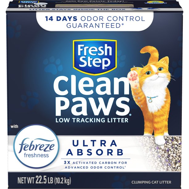 Fresh Step Clean Paws Ultra Absorb Clumping Cat Litter with the Power of Febreze 22.5 Pounds