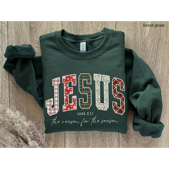Christian Christmas Sweatshirt – Jesus Loves You Faith Sweatshirt Crewneck, The Reason for the Season Bible Verse Shirt, Religious Holiday Gift for Men & Women