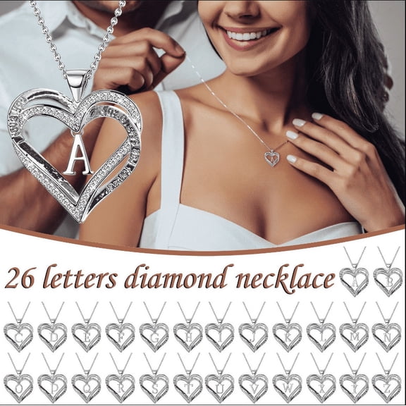 Valentines Day Gifts for Mom I Love You for Always and Forever Love Heart Pendent Necklace Mom Necklace Mama Necklace Silver Rhinestone Initial Necklaces for Women Mothers Day Gifts from Daughter A
