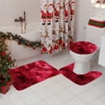 thumbnail image 5 of Bathroom Rug Set Winter Thicken Soft Plush Bath Mats Square & U Shape Bath Mat with Toilet Lid Cover, Machine Washable (Red), 5 of 6