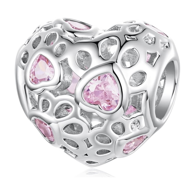 Dije de Huella de Corazón de Mascota Bañado en Plata