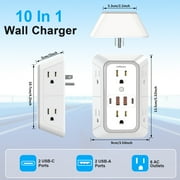 JcBlaon Outlet Extender Splitter Surge Protector with 4 USB Ports (2 USB C), Multiple Plug Wall Outlet, Multi Outlet Plug in Wall Adapter Power Strip for Indoor