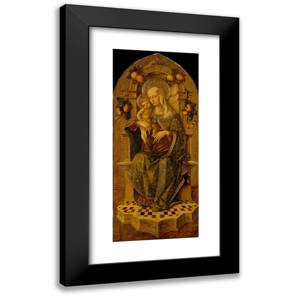 Nicola di Maestro Antonio 8x14 Black Modern Framed Museum Art Print Titled - Madonna and Child Enthroned (ca. 1475-90)