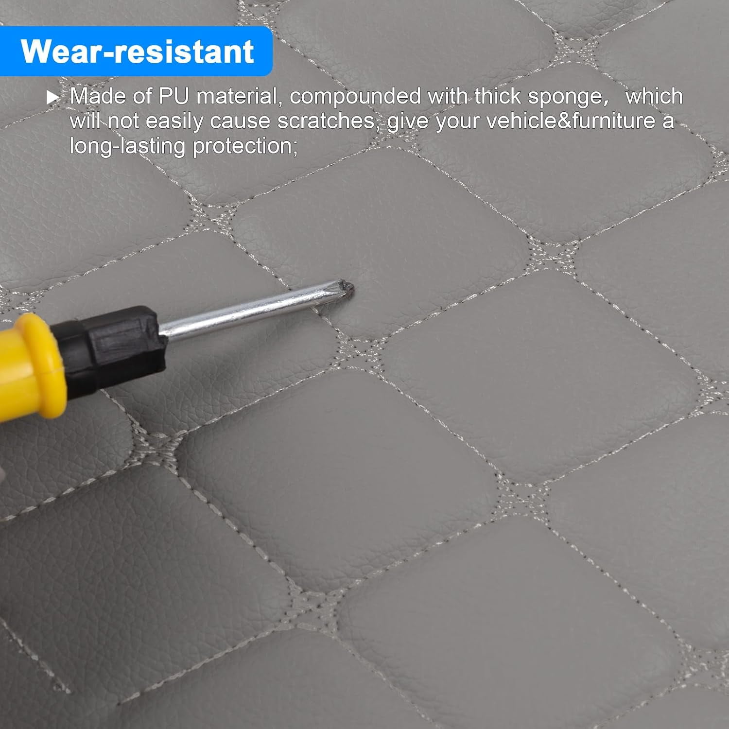 Telimocy Vinyl Leather Fabric Diamond Quilted Faux Leather Material 6mm Foam Backed for DIY Crafts Sewing Car Headliner Furniture Upholstery Headboards, 59" W, Gray, 1 Yard