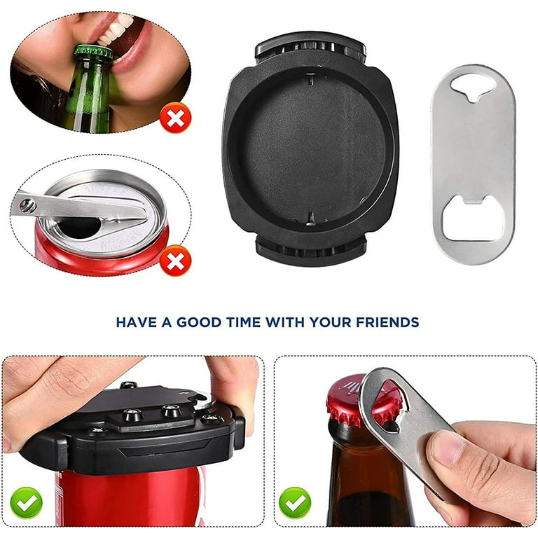Homgreen Can Opener Manual Beer Hand Held Safety Easy Camping Side Cut Can  Openers Cover Smooth Edge, with Bottle Opener Black 