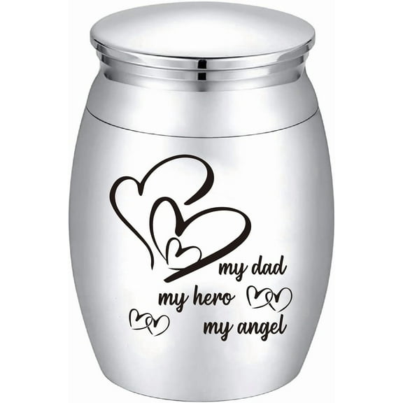 Heart Mini Cremation Urns Silvery Small Keepsake Urn for Human Ashes Holder Alloy Set Funeral Ash Urn Miniature Burial Funeral Container for Memorial Family Friends Pets 1.6x1.2Inch Heart