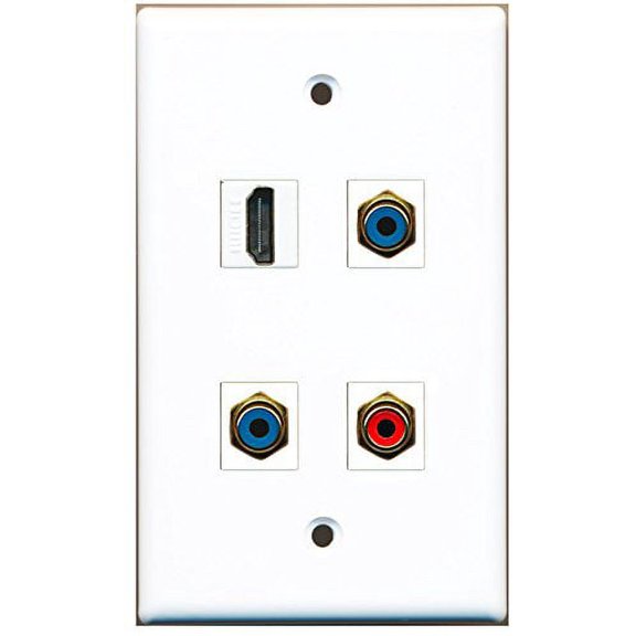 RiteAV - 1 Port HDMI 1 Port RCA Red 2 Port RCA Blue Wall Plate