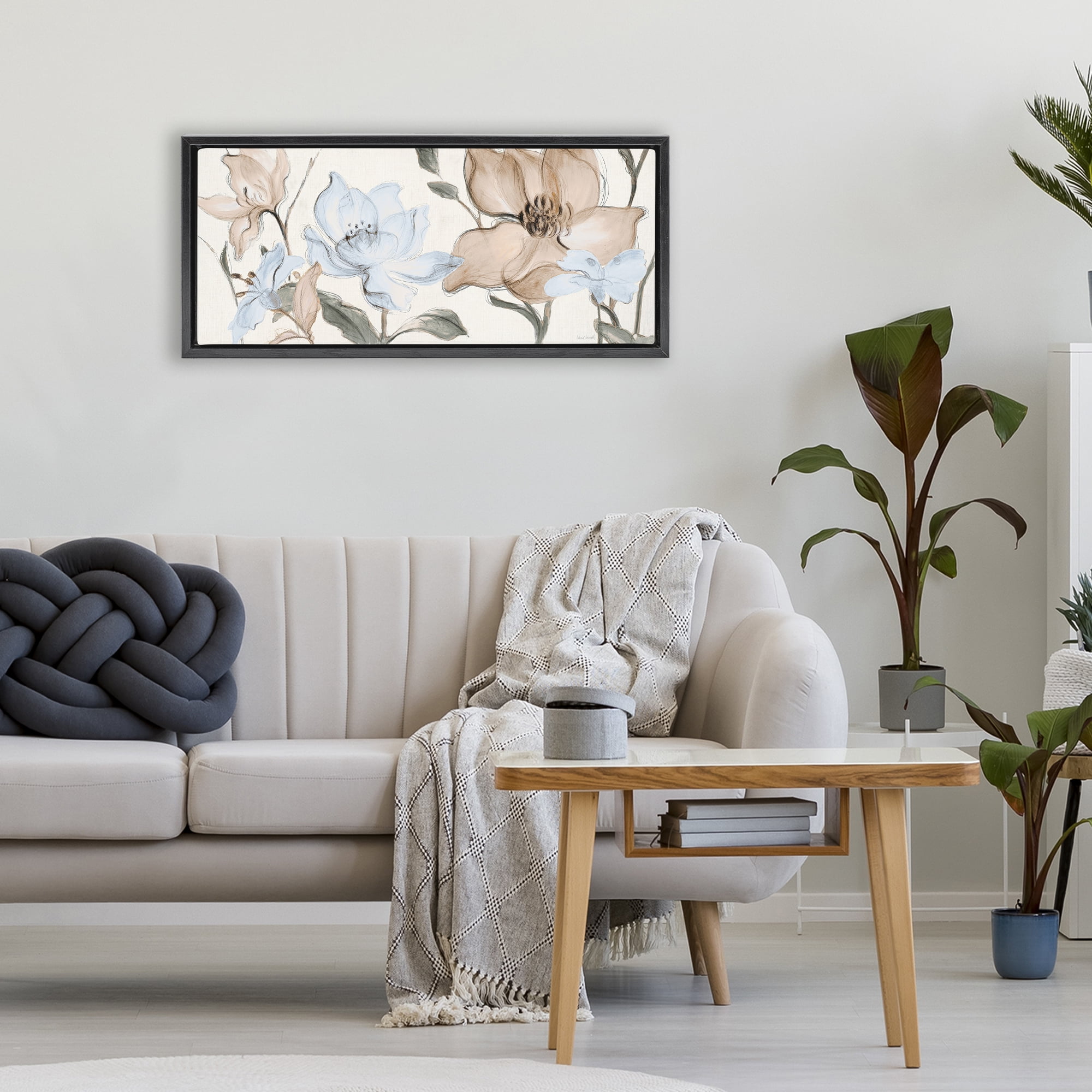 Stupell Industries Soft Whispering Florals Black Framed Floater Canvas Wall Art, design by Lanie Loreth
