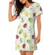 thumbnail image 2 of Fotbe Insects Bata de Dormir para Mujer con Estampado, Camisón de Algodón de Manga Corta, Ropa de Dormir Casual, 2 of 6