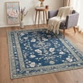 thumbnail image 3 of DEORAB 2x7 Area Rugs for Hallway Runner Machine Washable Non Slip Low Pile Vintage Floral Print Rug for Laundry Room Bedroom Bathroom Entryway Dusty Navy Blue, 3 of 4