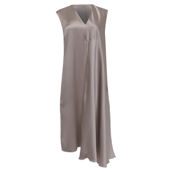Pre-Owned Joseph Carrol V-Neck Midi Dress in Grey Silk