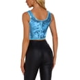 thumbnail image 3 of TOP CROP METÁLICO CON LENTEJUELAS INSPIRADOR CHIC PARA MUJERES, SIN MANGAS, BRILLANTE, PARA FIESTAS Y CLUB, TALLA XL, AZUL CLARO, 3 of 6