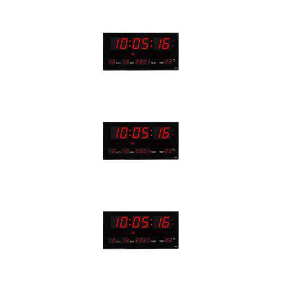 Transemion Large Screen Digital Wall Clock LED Display Home with Temperature Alarm Clocks Fashionable and Type1 3PCS
