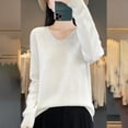 thumbnail image 5 of Antinious Blouses for Women Dressy Casual V Neck Knitted Long Sleeve Solid Tops,Sweatshirt for Women,Going Out Tops for Women,White,S, 5 of 5