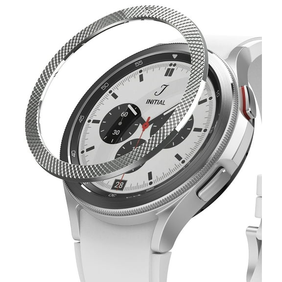 Ringke Bezel Styling Compatible with Samsung Galaxy Watch 4 Classic 42mm Bezel Ring Stainless Steel Adhesive Scratch Protection Cover Accessory - Silver (42-40)