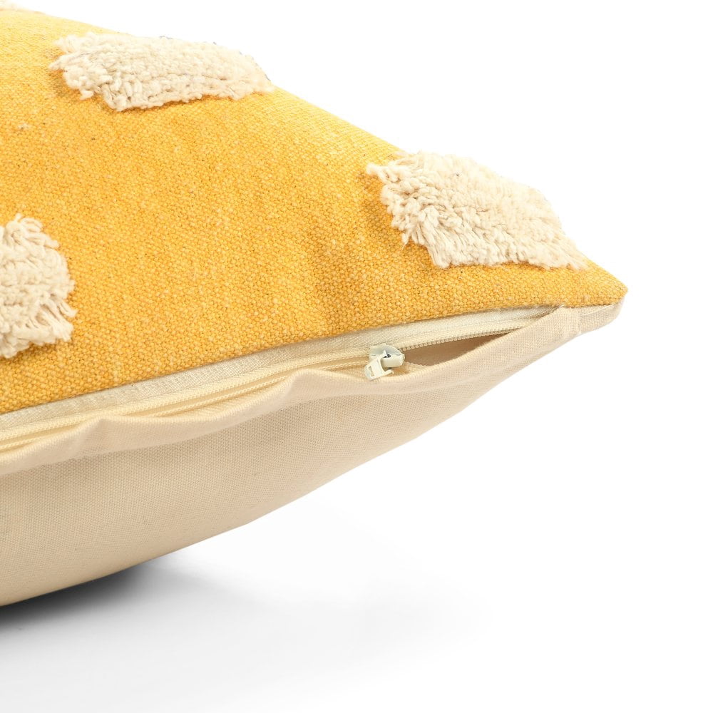 LR Home Zinna Dots Modern Cotton Throw Pillows, Yellow/White, 20" x 20", Set of 2