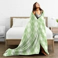 thumbnail image 5 of ZICANCN Throw Blanket Green Rhombus Stripe Plaid , Couch Ultra Soft Micro Fleece Sofa Bed Camping Travel Blanket for Adults, 40"x30", 5 of 8