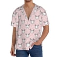 thumbnail image 1 of Balery Cute Rabbit Camisa Casual de Manga Corta con Botones para Hombre, Texturizada, Estilo Cubano, para Playa, Verano-Small, 1 of 5