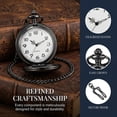 thumbnail image 4 of Smooth Vintage Pocket Watch with Chain, Arabic Numerals Scale Mens Watch Christmas Graduation Birthday Gifts Fathers Day, 4 of 10