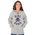 thumbnail image 3 of Girl Gang Punk Kittycat Crossbones Womens Plus Size Graphic Zipper Hoodie Brisco Brands 3X, 3 of 5