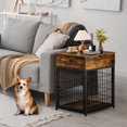 thumbnail image 6 of Dog Crate Furniture Dog Crate Side Table, Pet Crate House, Dog Crate with Cabinet, Flap Door, Flamed Color, 6 of 8