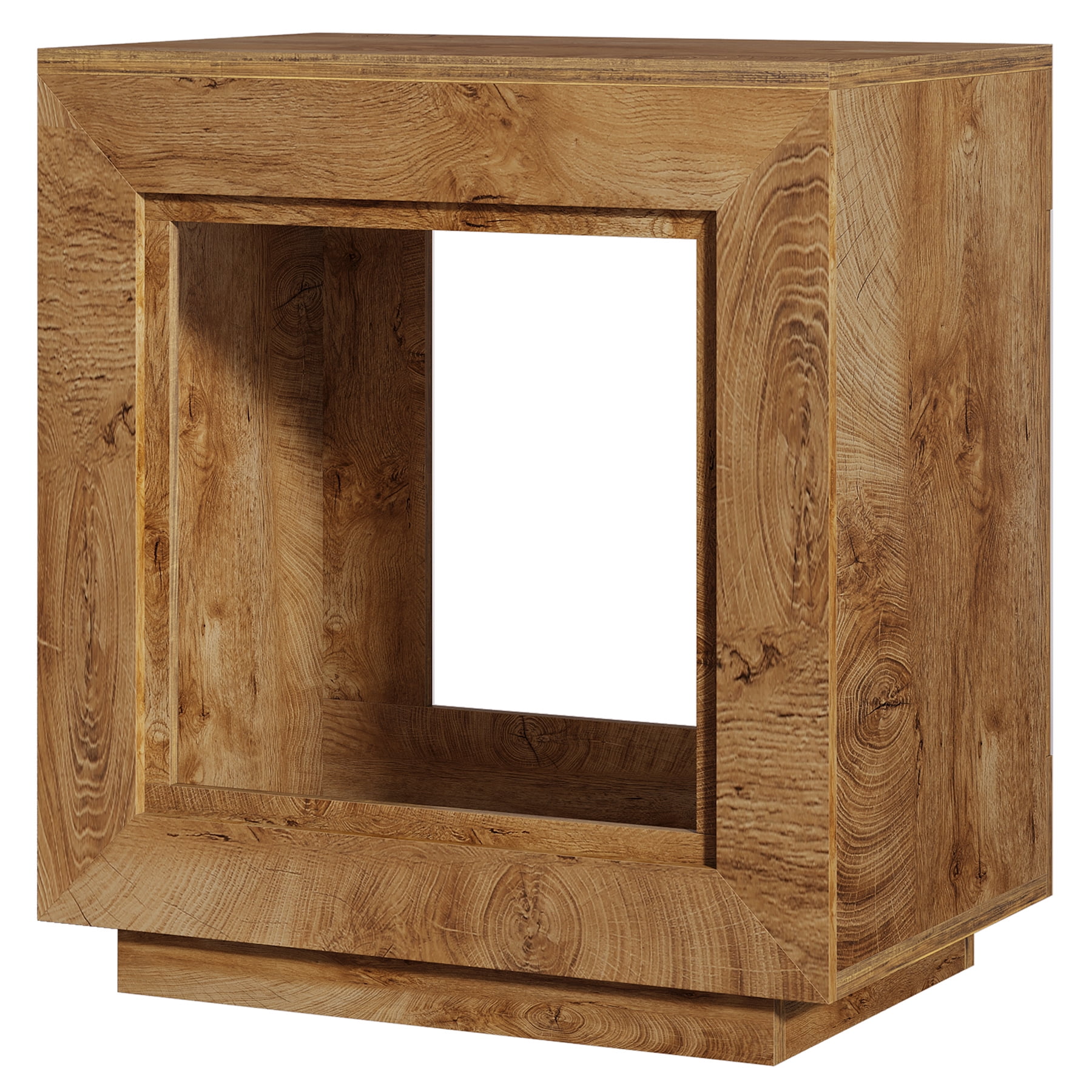 MAYEERTY 24" 2-Tier Square Farmhouse End Table, Rustic Brown Wooden Side Table with Storage Shelf, Multi-Purpose Bedroom Nightstand