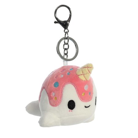 Aurora - Mini White Tasty Peach - 4 Vanilla-Berry Nomwhal Keychain - Enchanting Stuffed Animal
