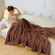 thumbnail image 5 of Manta de Franela Suave de Forro Polar, Ligera, Cálida, Suave, a Rayas, de Microfibra Acanalada, Acogedora, para Sofá Cama, Decoración para Todas Las Estaciones, 180 Cm, Marrón., 5 of 6