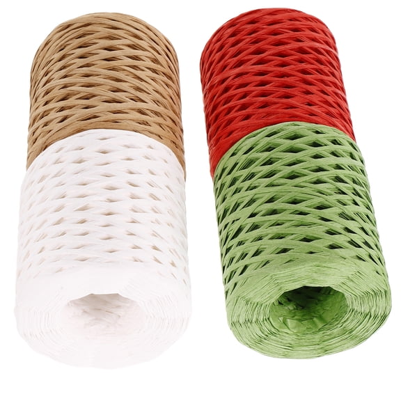 TEHAUX 4 Rolls Raffia Craft Paper Ribbon Assorted Colors for Floral Arrangements, Wrapping, Crafts and Decorations