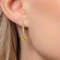 thumbnail image 3 of Gem Stone King 10K Yellow Gold Yellow Citrine and Lab Grown Diamond Dangle Earrings for Women | 0.74 Cttw | Gemstone November Birthstone | Round 4.5MM, 3 of 6
