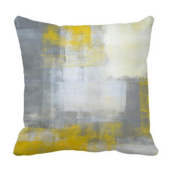 EREHome Taie d'Oreiller Peinture Art Abstrait Gris et Jaune Housse de Coussin Housse de Coussin 20x20 Pouces