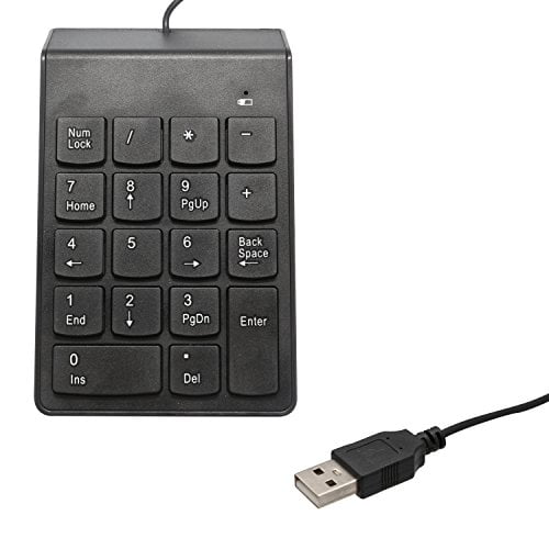 Connectland USB Numeric Keypad, USB 18 Key Number Numeric Keypad Keyboard for Laptop/Notebook PC Computer, Black (CL-USB-NUMSPC)