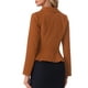 thumbnail image 3 of Blazer corto de trabajo INSPIRE CHIC para mujer con cuello de solapa, manga larga, volantes, chaqueta casual de oficina M Camel, 3 of 6