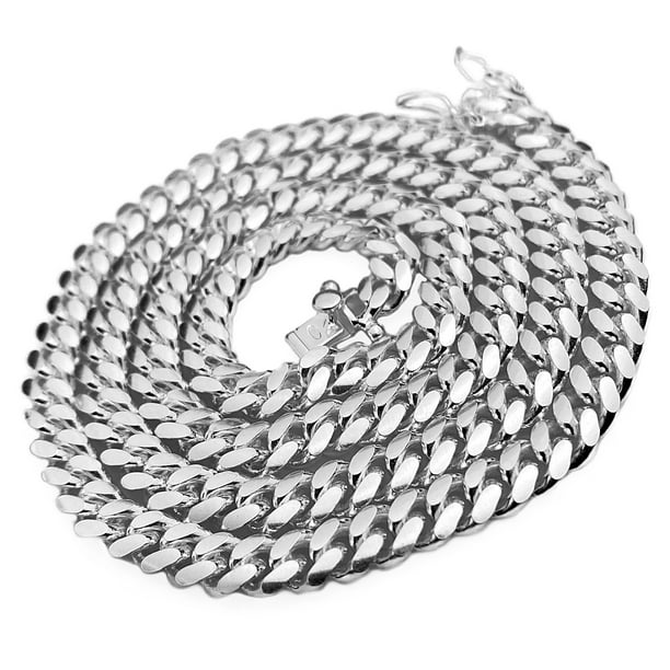 Men's Real Solid 925 Sterling Silver Miami Cuban Chain Necklace 24