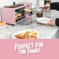 thumbnail image 5 of Nostalgia 3-in-1 Retro Breakfast Station - Includes 5 Cup Coffee Maker, Non-Stick Ceramic Griddle, and 4-Slice Toaster Oven - Built-In Timer, Reusable Coffee Filter, Space-Saving Design - Pink, 5 of 9