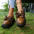 thumbnail image 6 of Miluxas Women's Leather Platform Loafers with Bow - Chunky Trendy Slip-On Dress Shoes for Work & Casual Wear Khaki 9.5(43), 6 of 9