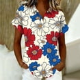 thumbnail image 4 of Mifsaly Short Sleeve Button Down Shirts for Women Lapel Collar V Neck Blouses Patriotic Hearts American Flag Print Independence Day Tops 2026 L, 4 of 5