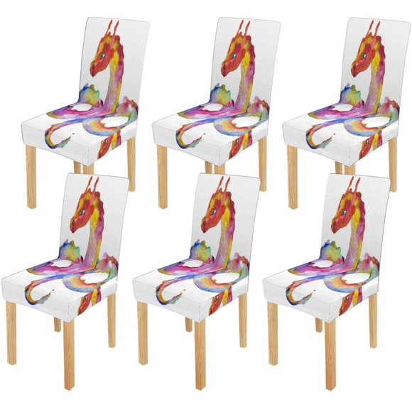 RYLABLUE Fire Breathing Dragon with Red Eyes Stretch Chair Cover Protector Seat Slipcover for Dining Room Hotel Wedding Party Set of 6