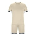 thumbnail image 4 of Edvintorg Summer 2 Piece Outfit for Men Casual Round Neck Solid Short Sleeve T-Shirt Blouse and Short Set Streetwear Sports Suits, 4 of 7
