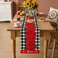 thumbnail image 2 of Valentine's Day Table Runner - 90 Inch Long Red Rose Flowers Buffalo Plaid Romantic Cotton and Linen Blended Dress Scarves Farmhouse Table Runner for Kitchen Dining, Coffee Table, 13" x 90", 2 of 8