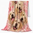 thumbnail image 2 of Cheerful Labrador Collage Pink Roses Hearts, Cozy Pet Portrait Pattern, Warm Flannel Blanket for Living Room and Reading Nook, Dog Lovers Friendship Gift, Pet Lover Home Decor, 2 of 9