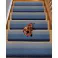 thumbnail image 2 of Blue Grey Ombre Geometric Stair Treads for Wooden Steps Indoor Runner Rug Carpet, Modern Abstract Art 15 Pieces Peel and Stick Staircase Step Treads Covers Washable Throw Door Mats, 30"x8", 2 of 5