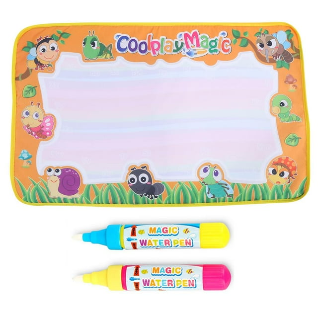 Garosa Magic Water Drawing Mat, Children Magic Water Drawing Painting Mat Cloth Board with 2 Pens Kids Educational Toy Gift, Water Drawing Mat