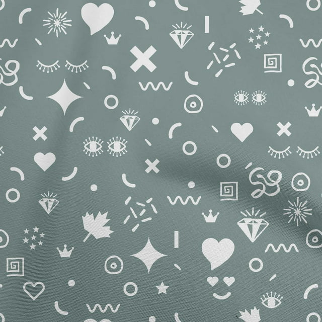 oneOone Tissu en Coton Cambric Bleu Sarcelle Matériel de Robe Imprimé Tissu au Mètre 42 Pouces de Large
