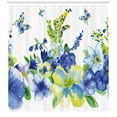 thumbnail image 2 of Yellow and Blue Shower Curtain, Spring Flower Watercolor Flourishing Vibrant Blooms Artsy Design, Fabric Bathroom Set with Hooks, 69W X 75L Inches Long, Lime Green Royal Blue, by Ambesonne, 2 of 2