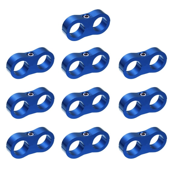 Unique Bargains 10pcs Blue AN10 19mm Hose Separator Clamp Oil Line Brake Line Fitting Adapter for Car Aluminum Alloy